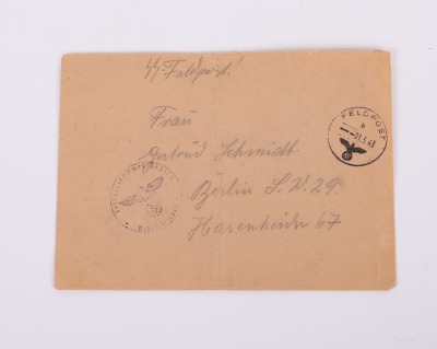 LOT OF 3 WAFFEN-SS FELDPOST LETTERS W/ ENVELOPES & A WAFFEN-SS FIELD POST CARD - 3