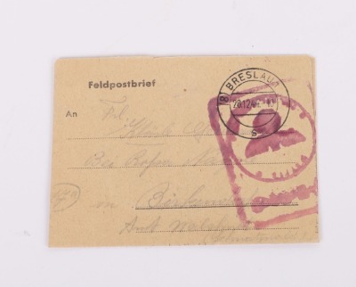 LOT OF 3 WAFFEN-SS FELDPOST LETTERS W/ ENVELOPES & A WAFFEN-SS FIELD POST CARD - 5