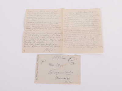 LOT OF 8 WAFFEN-SS FELDPOST LETTERS W/ ENVELOPES & A WAFFEN-SS POSTCARD - 8
