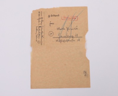 A FIELD POST LETTER FROM ERWIN WOLF TO HIS WIFE, HE HAD A SPECIAL RANK , AN SS-REVIEROBERWACHTMEISTER / OBERSCHARFUHRER, HE HUNTED DOWN PARTISANS ETC - 2