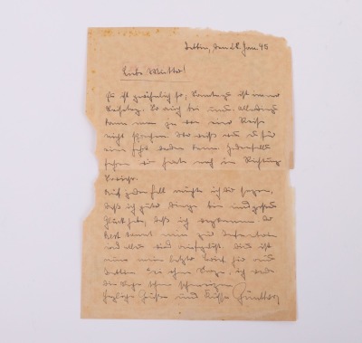 A FIELD POST LETTER FROM ERWIN WOLF TO HIS WIFE, HE HAD A SPECIAL RANK , AN SS-REVIEROBERWACHTMEISTER / OBERSCHARFUHRER, HE HUNTED DOWN PARTISANS ETC - 3