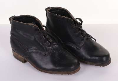 WW2 GERMAN WEHRMACHT LOW QUARTER COMBAT BOOTS, BLACK LEATHER W/ HOBNAILS - 2