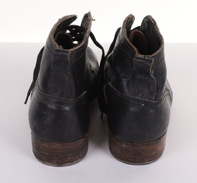 WW2 GERMAN WEHRMACHT LOW QUARTER COMBAT BOOTS, BLACK LEATHER W/ HOBNAILS - 3