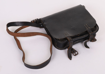 WW2 GERMAN WEHRMACHT PIONEERS BLACK ERSATZ LEATHER TOOL KIT POUCH W/ SHOULDER STRAP