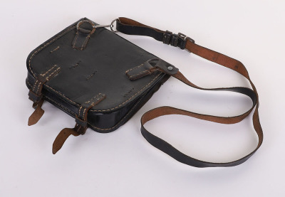 WW2 GERMAN WEHRMACHT PIONEERS BLACK ERSATZ LEATHER TOOL KIT POUCH W/ SHOULDER STRAP - 2