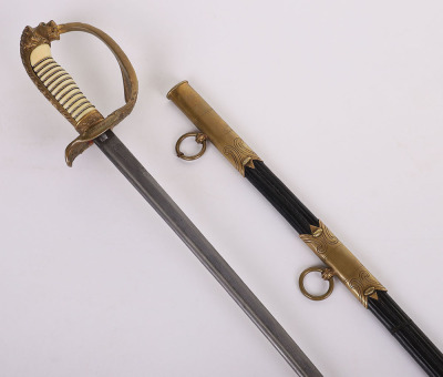 IMPERIAL GERMAN NAVAL OFFICERS SWORD WITH PRESENATION AND DAMASCUS BLADE - 2