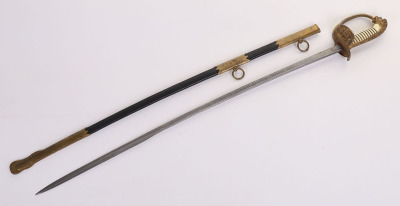 IMPERIAL GERMAN NAVAL OFFICERS SWORD WITH PRESENATION AND DAMASCUS BLADE - 3