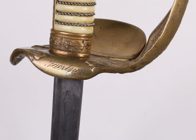 IMPERIAL GERMAN NAVAL OFFICERS SWORD WITH PRESENATION AND DAMASCUS BLADE - 9