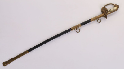 IMPERIAL GERMAN NAVAL OFFICERS SWORD WITH PRESENATION AND DAMASCUS BLADE - 14