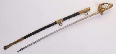 IMPERIAL GERMAN NAVAL OFFICERS GILT AND DAMASCUS SWORD - 3