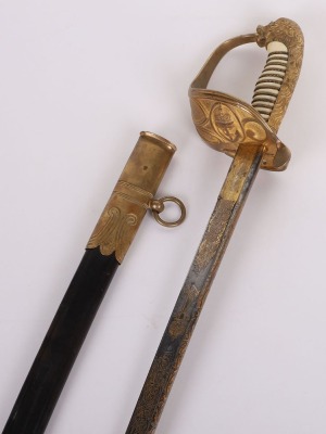 IMPERIAL GERMAN NAVAL OFFICERS GILT AND DAMASCUS SWORD - 5