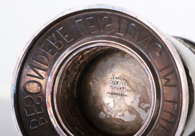 WW2 GERMAN LUFTWAFFE HONOUR GOBLET (EHRENPOKAL) AWARDED TO OBERLEUTNANT JOHANNES BERGFLETH WHO WAS KILLED IN ACTION MAY 27TH 1942, WHEN HIS Bf-110 FIGHTER BOMBER WAS SHOT DOWN BY ANTI-AIRCRAFT FIRE OVER TOBRUK, NORTH AFRICA - 13