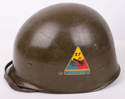 WW2 AMERICAN M1 STEEL COMBAT HELMET WITH ORIGINAL PAINTED DIVISIONAL INSIGNIA OF THE 45TH (THUNDERBIRD) INFANTRY DIVISION - 11