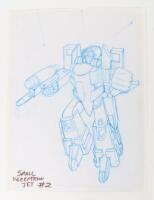 Original Hasbro Transformers 1990’s Small Deception Jet #2 original designers’ blue pencil coloured drawing