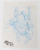 Original Hasbro Transformers 1990’s Small Deception Jet #3 original designers’ blue pencil coloured drawing