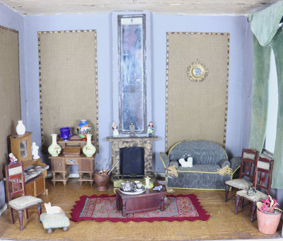A good early painted wooden room set and furniture, probably French 1860/70s, - 2