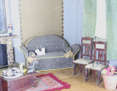 A good early painted wooden room set and furniture, probably French 1860/70s, - 4