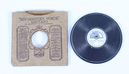 A rare miniature record &lsquo;God Save the King&rsquo; HMV record as made for Queen Mary&rsquo;s Dolls House, circa 1924,