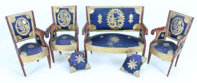 A good suite of wooden Empire style chairs and sofa, French mid 19th century,