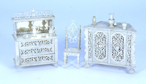 Bone carved 19th century Dolls House furniture,