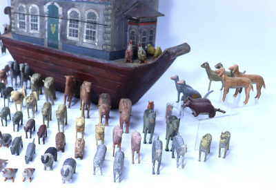 A good early large painted wooden Erzgebirge Noah’s Ark and over two hundred animals, German 1860s/70s, - 2