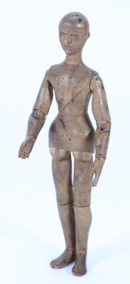 A rare miniature 19th century wooden articulated artists Lay figure,