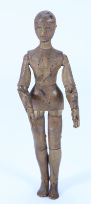 A rare miniature 19th century wooden articulated artists Lay figure, - 2
