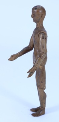 A rare miniature 19th century wooden articulated artists Lay figure, - 3