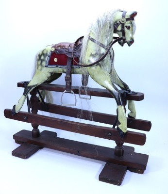 A G & J Lines Dapple Grey Victorian Rocking Horse on safety rockers, - 2