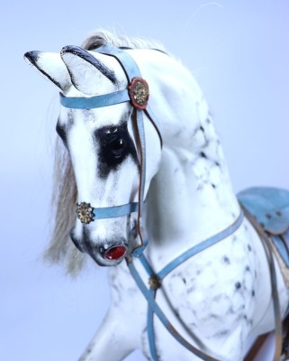 A G & J Lines Dapple Grey Victorian Rocking Horse on Bow Rockers, - 3