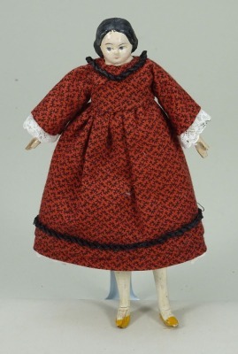 Early papier-mache shoulder head doll, German circa 1840,