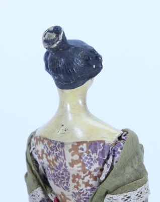 A papier-mache shoulder head doll, German 1840s, - 3