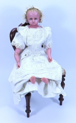 A Pierotti poured wax shoulder head baby doll, English 1860s, - 2