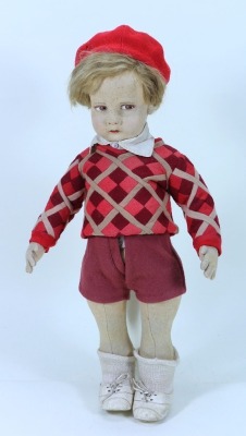 A Lenci felt series 300 Golfer doll from sports series, Italian circa 1930,