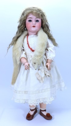 A large Bruno Schmidt bisque head doll, German circa 1915,