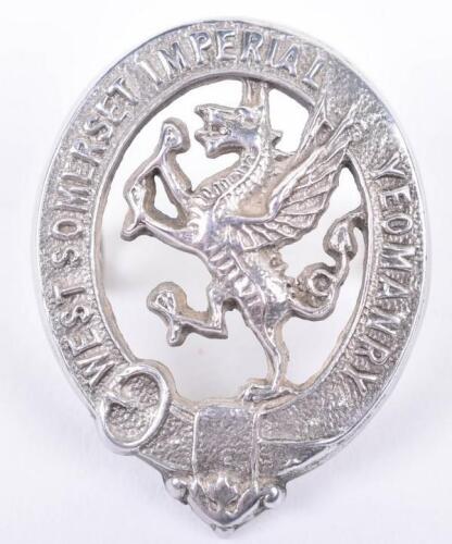 West Somerset Imperial Yeomanry Officers Silver Cap Badge