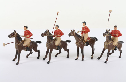 Four Heyde 56mm lead mounted Jockey and Polo Players, circa 1930