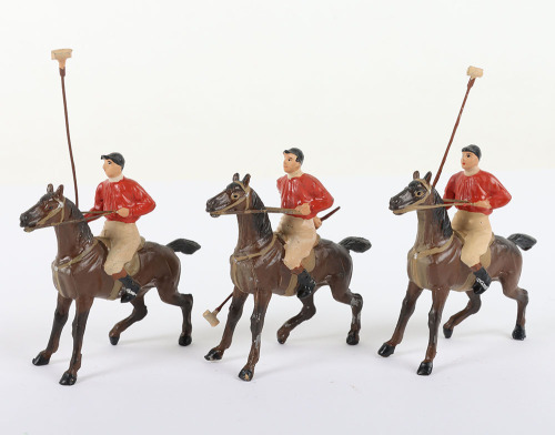 Three Heyde 56mm lead mounted Polo Players, circa 1930