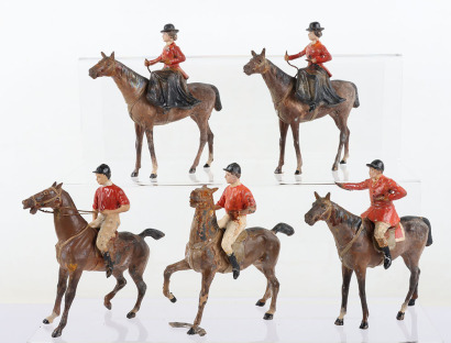 Five Heyde 90mm mounted figures, circa 1910