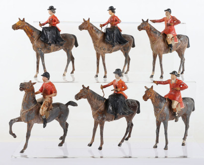 Six Heyde 90mm mounted figures, circa 1910