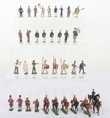 Selection of French and German solid cast 48mm lead painted figures