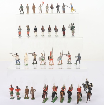 Selection of French and German solid cast 48mm lead painted figures - 4