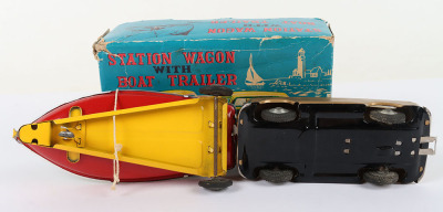 Japanese Quality Toy Tinplate Station Wagon with Boat & Trailer - 3