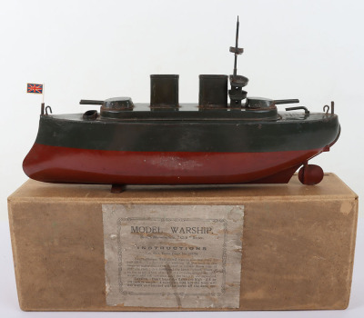 An early boxed Sutcliffe tinplate model Warship, 1920s - 2