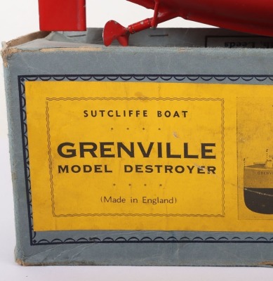 Boxed Sutcliffe clockwork tinplate model Destroyer Grenville, 1930s - 2