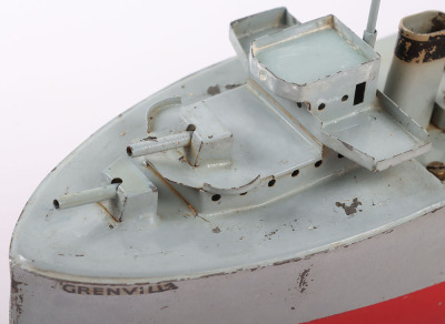 Boxed Sutcliffe clockwork tinplate model Destroyer Grenville, 1930s - 5