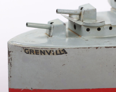 Boxed Sutcliffe clockwork tinplate model Destroyer Grenville, 1930s - 6