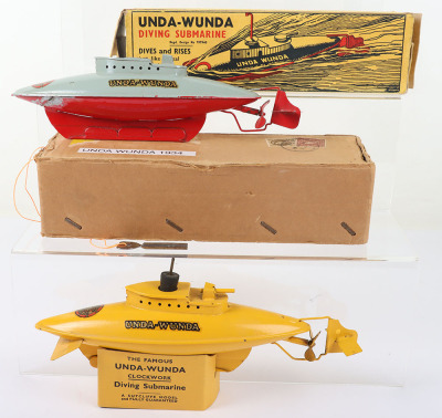 Two Sutcliffe tinplate clockwork model Unda-Wunda Diving Submarines - 2