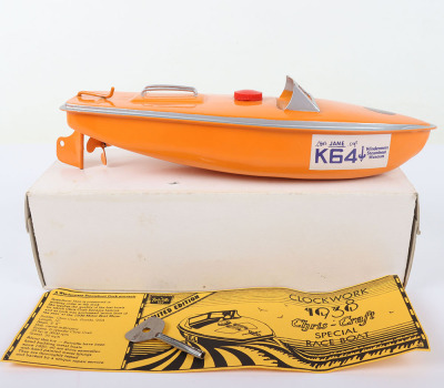 Rare Limited Edition Sutcliffe tinplate clockwork model K64 Speedboat Jane, circa 1978