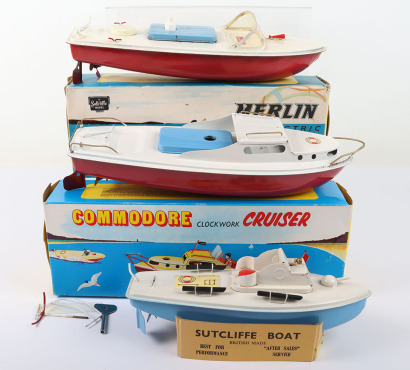 Three Sutcliffe tinplate boats, 1970s